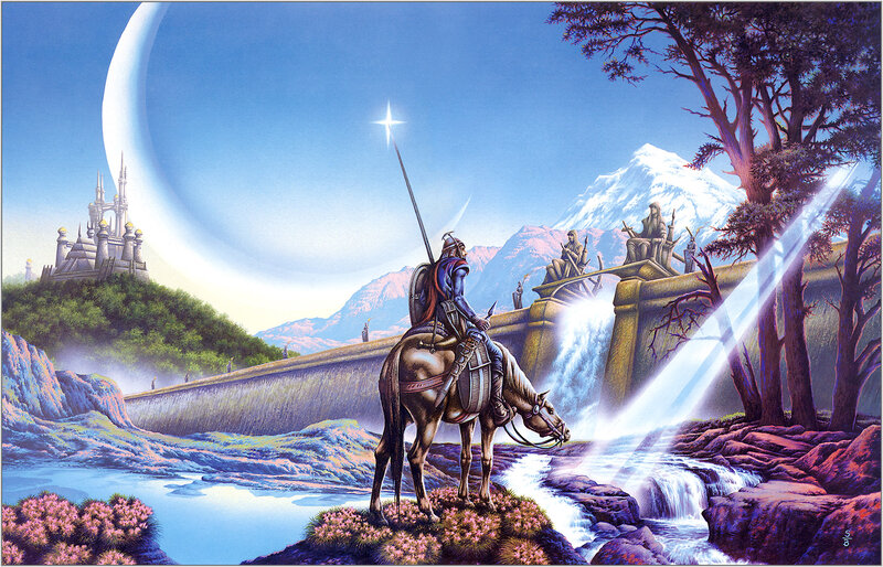 Knight on Horseback — Blue, Dramatic, Morning