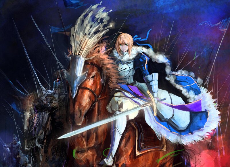 Knight on Horseback — Blue, Dramatic, Night