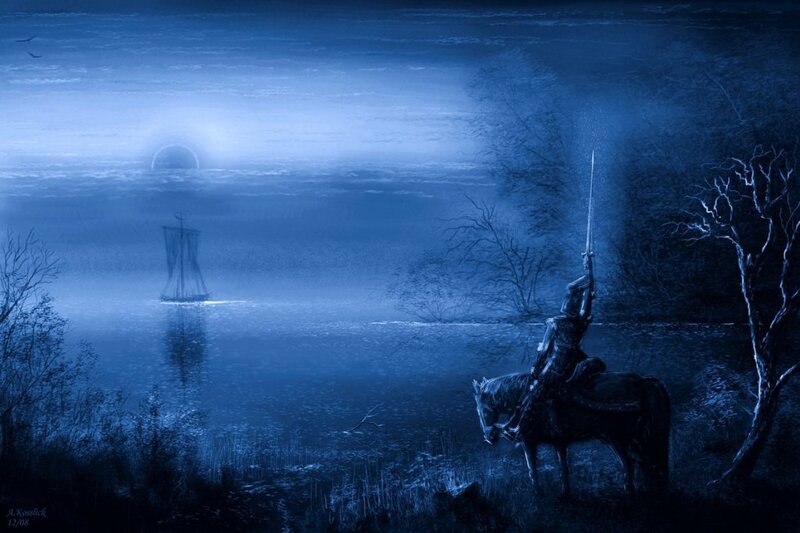 Knight on Horseback — Blue, Mysterious
