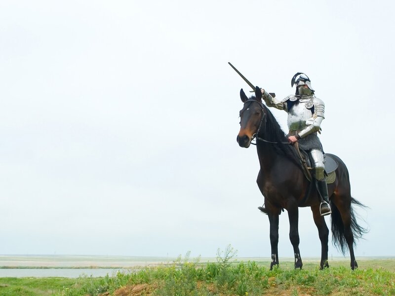 Knight on Horseback — Brown, Dramatic, Photograph