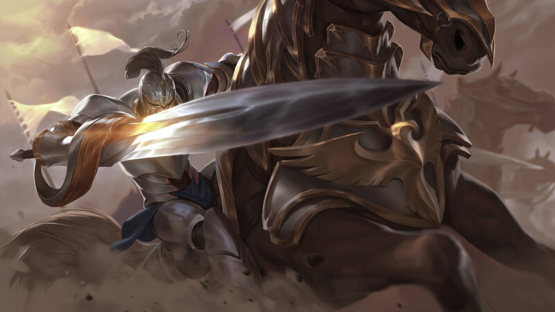 Knight on Horseback — Brown, Dramatic, Sunset, Digital Art, Sword