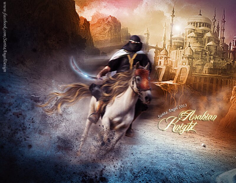 Knight on Horseback — Brown, Dramatic, Sunset