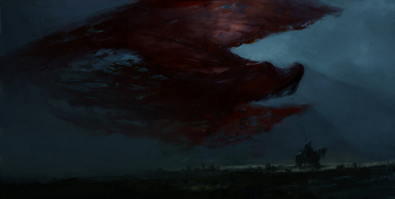 Knight on Horseback — Dark Blue, Dramatic, Night