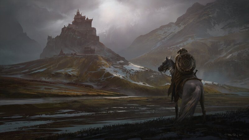 Knight on Horseback — Gray, Dramatic, Morning