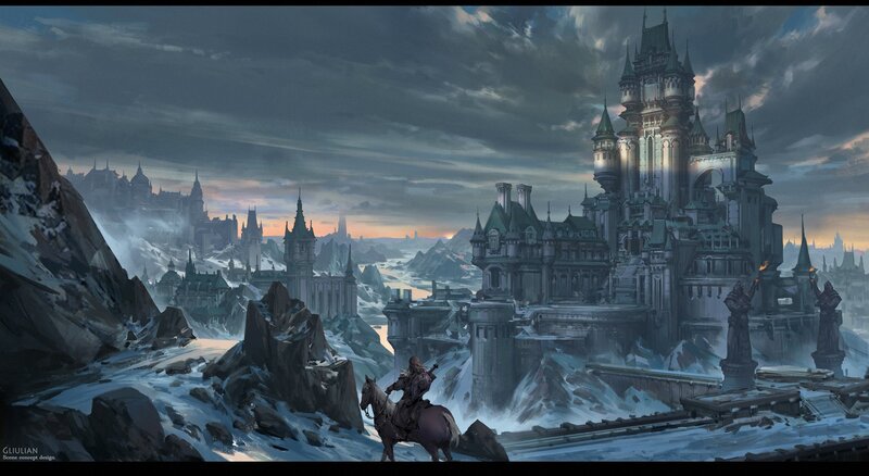 Knight on Horseback — Gray, Dramatic, Sunset, Digital Art