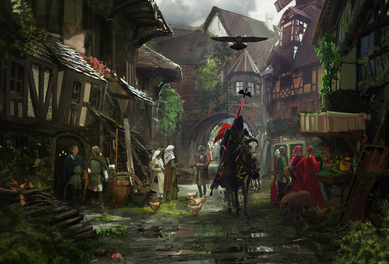 Knight on Horseback — Green, Dramatic, Afternoon, Digital Art