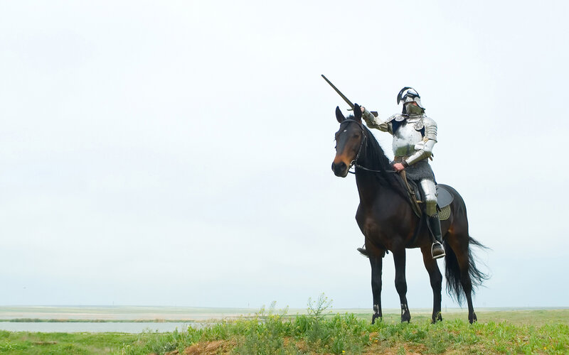 Knight on Horseback — Green, Dramatic, Afternoon