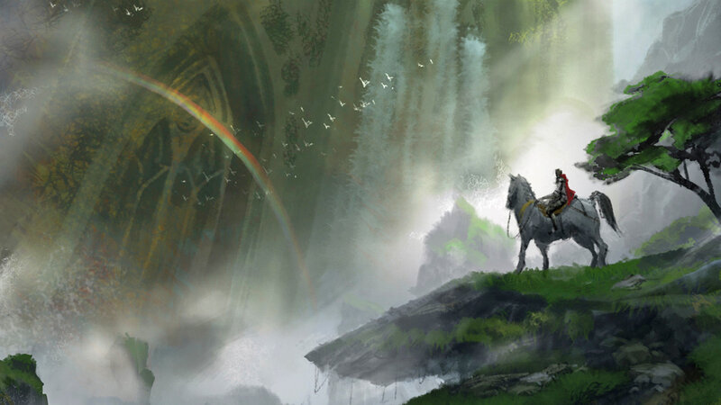 Knight on Horseback — Green, Serene, Digital Art