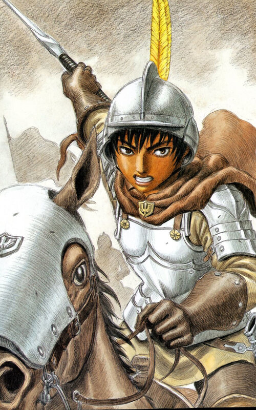 Knight on horseback in battle