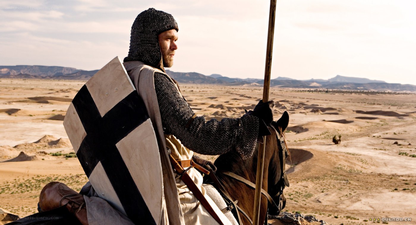 Knight on horseback in desert