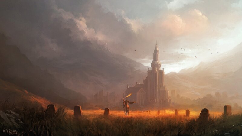 Knight on Horseback — Orange, Dramatic, Sunset