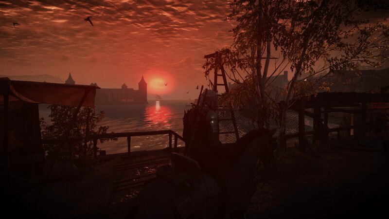 Knight on Horseback — Red, Dramatic, Sunset