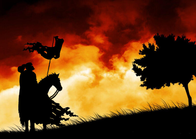 Knight on Horseback — Red, Dramatic