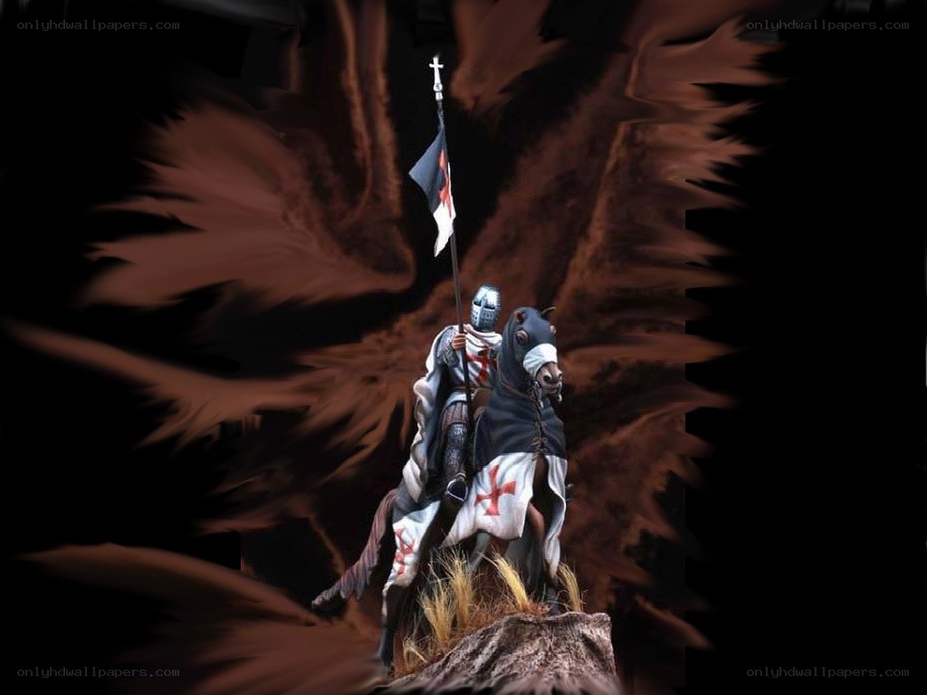 Knight on horseback with flag