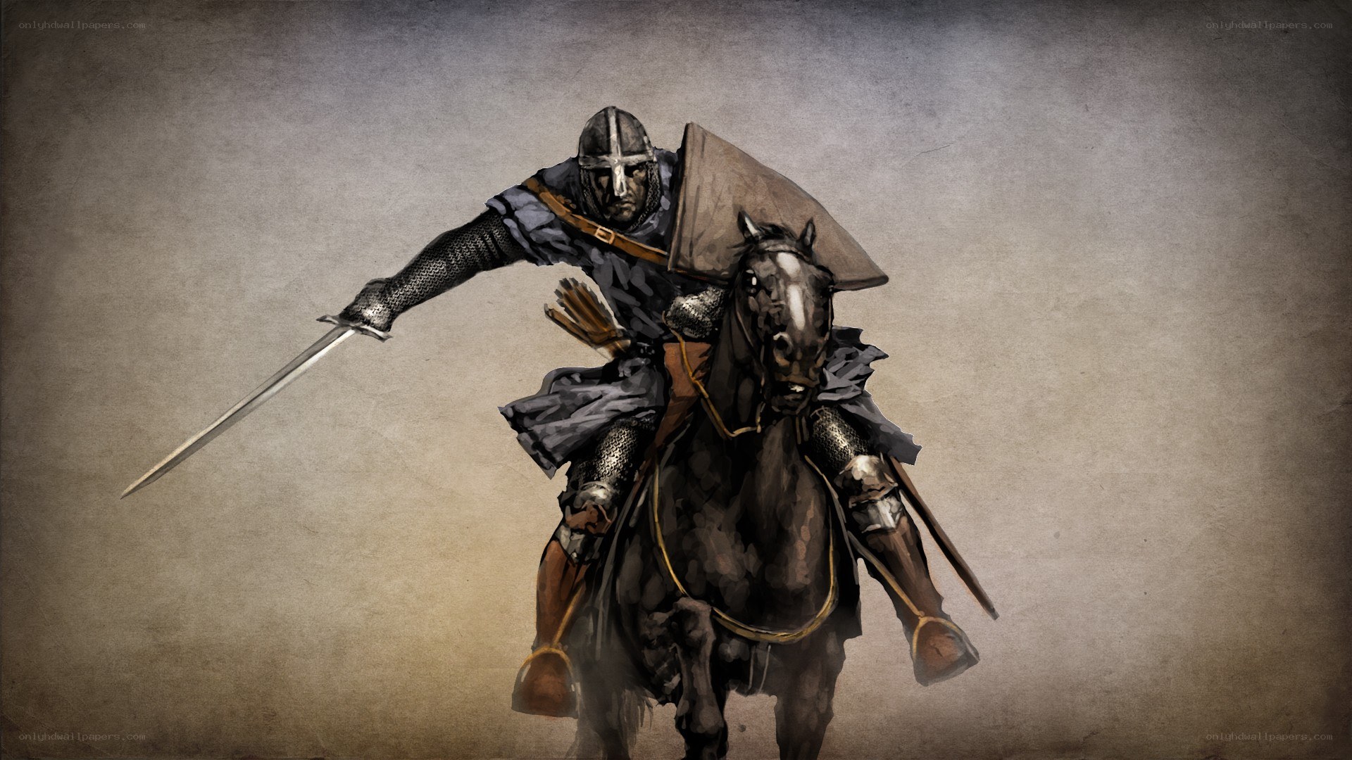 knight on horseback with sword