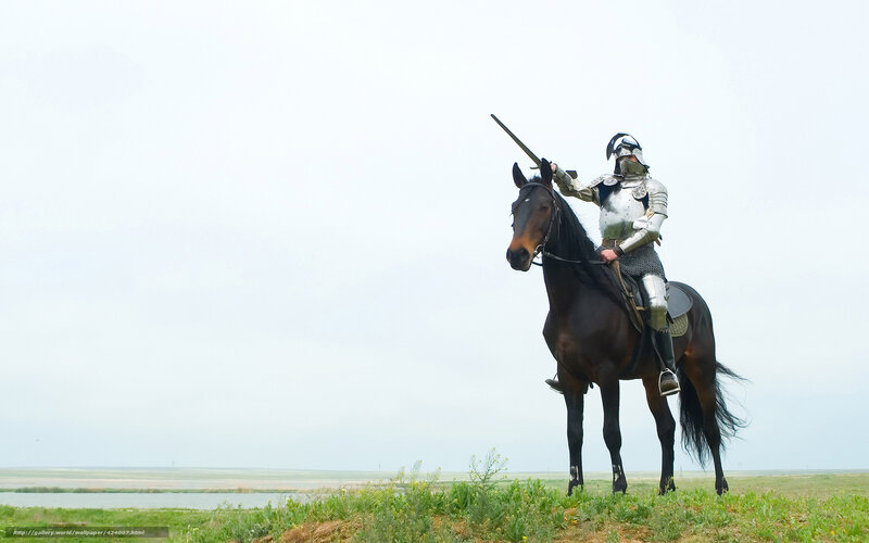 Knight on horseback with sword