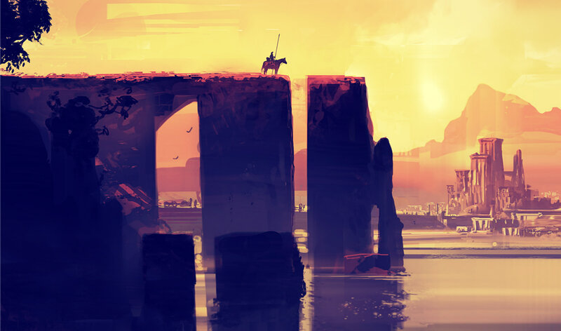 Knight on Horseback — Yellow, Dramatic