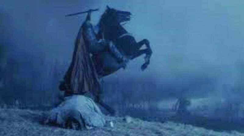 Knight on Rearing Horse — Blue