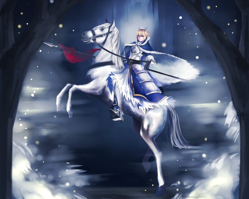 Knight on White Horse — Blue