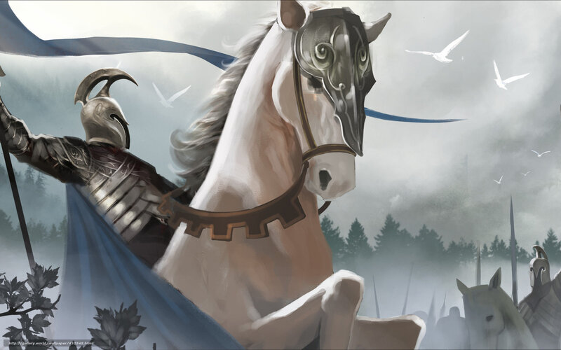 Knight on White Horse — Dramatic, Digital Art, Armor