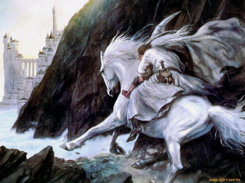 Knight on White Horse — Dramatic, Morning, Illustration