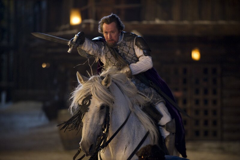 knight on white horse with sword