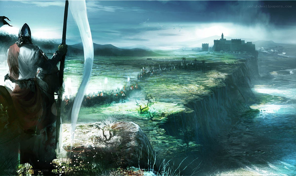 Knight overlooking a battlefield