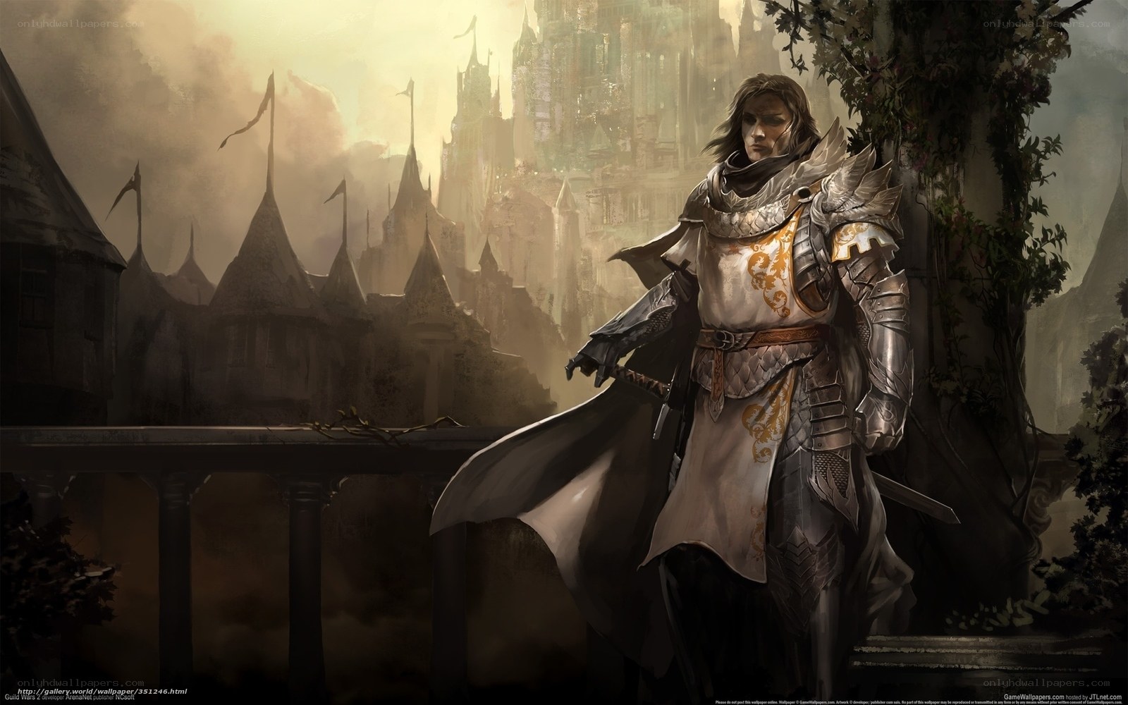 knight overlooking a castle