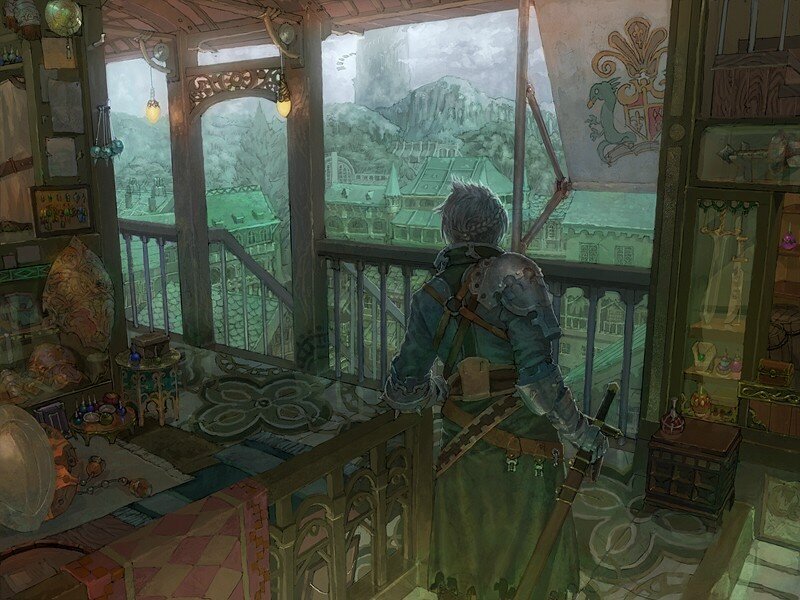 Knight overlooking a city