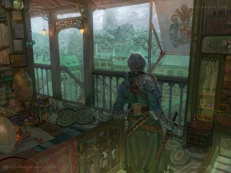Knight overlooking a city