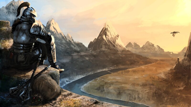 knight overlooking a valley