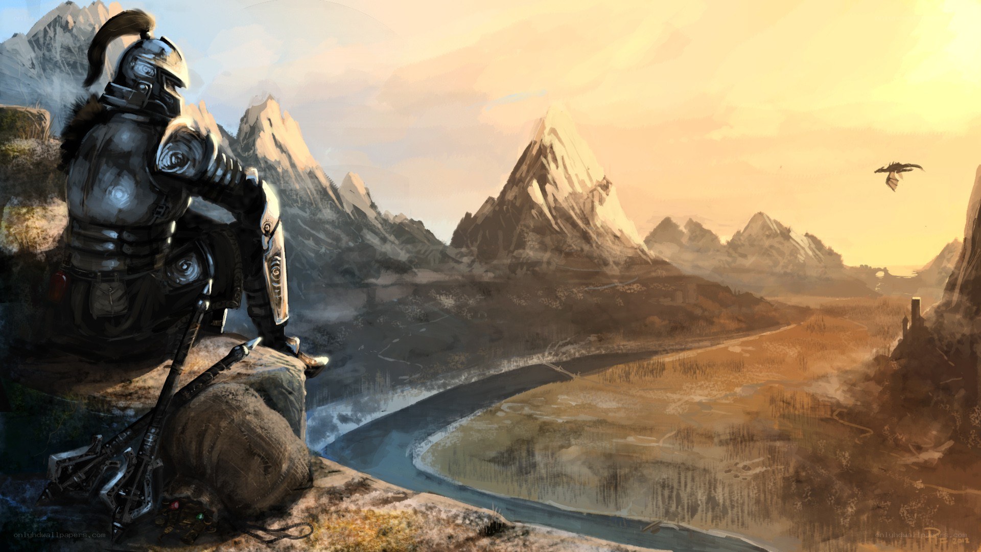 knight overlooking a valley