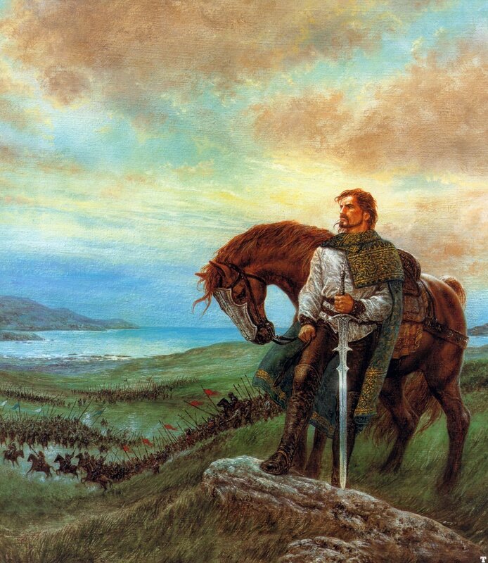 Knight overlooking battle