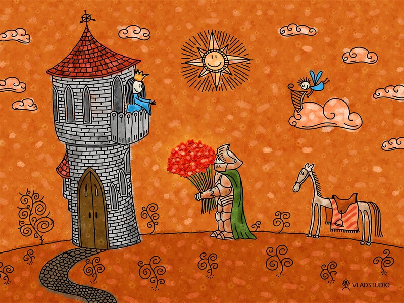 Knight Presenting Flowers