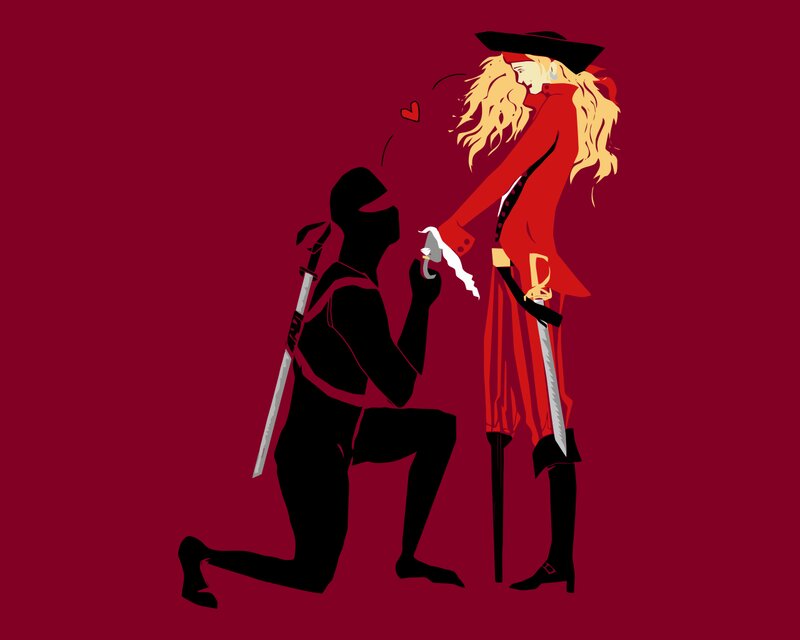 Knight Proposing to Woman — Red