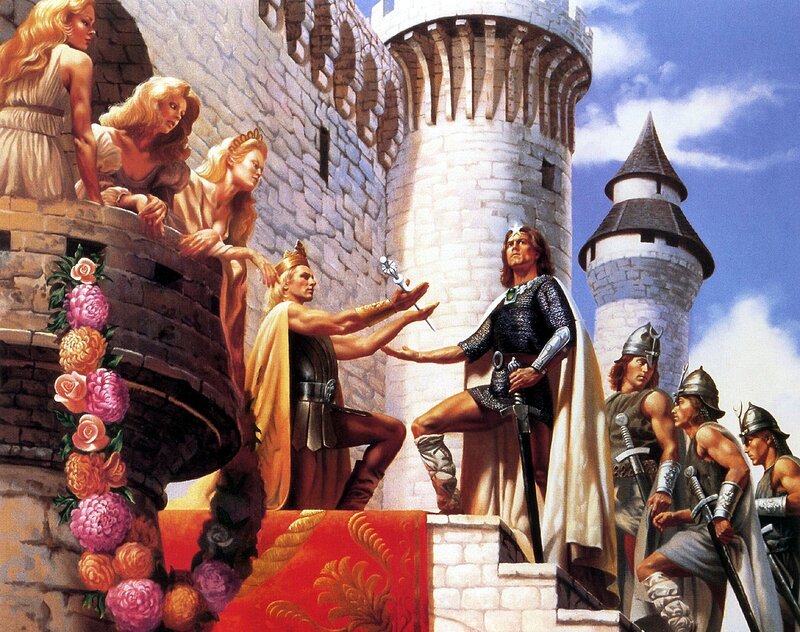 Knight Receiving Sword — Red