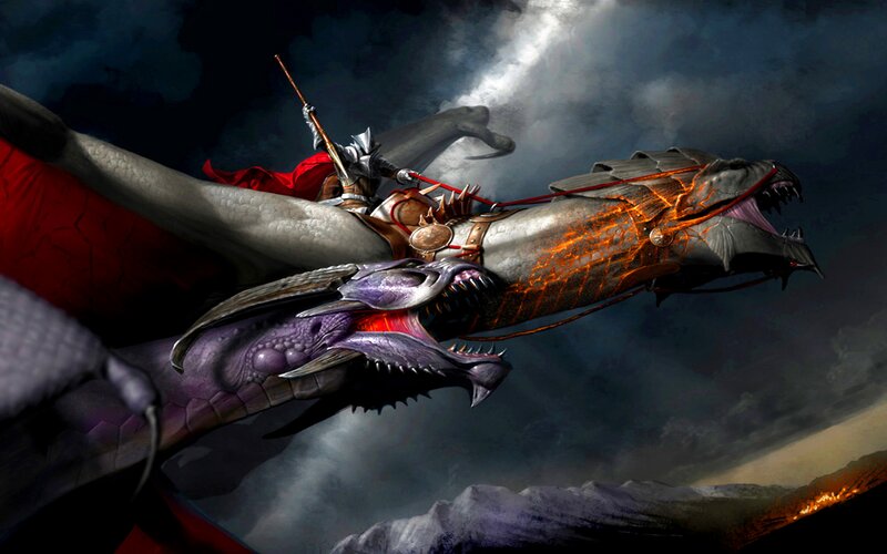 Knight Riding a Dragon — Gray