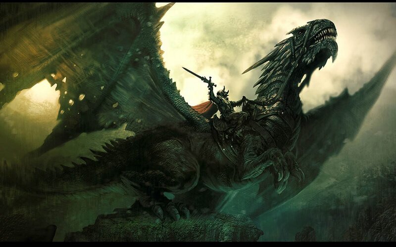 Knight Riding a Dragon — Green
