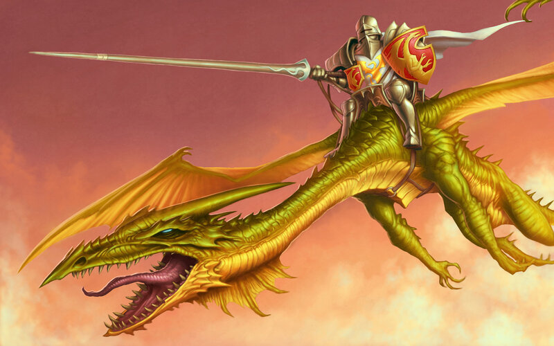 Knight Riding a Dragon — Yellow