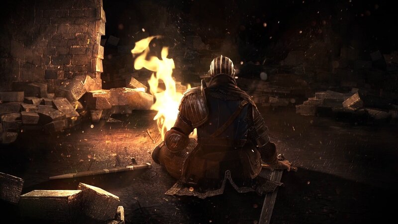 Knight Sitting by Fire — Black