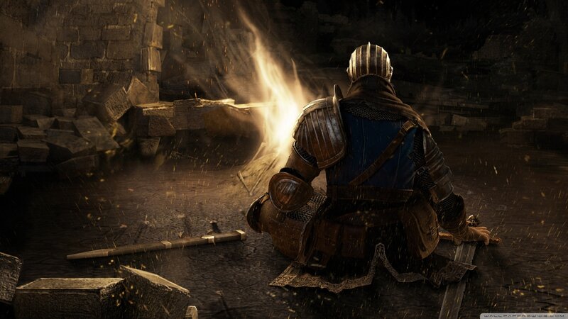 Knight Sitting by Fire — Brown