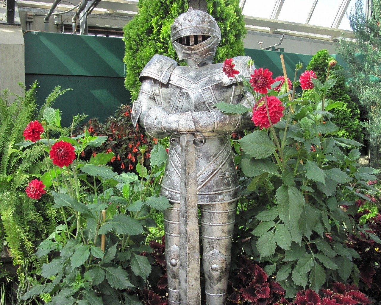 Knight statue in garden