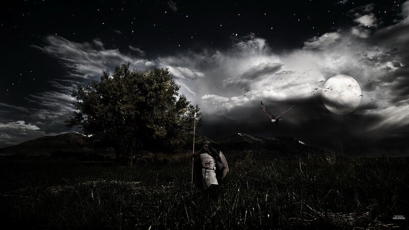 Knight under a full moon