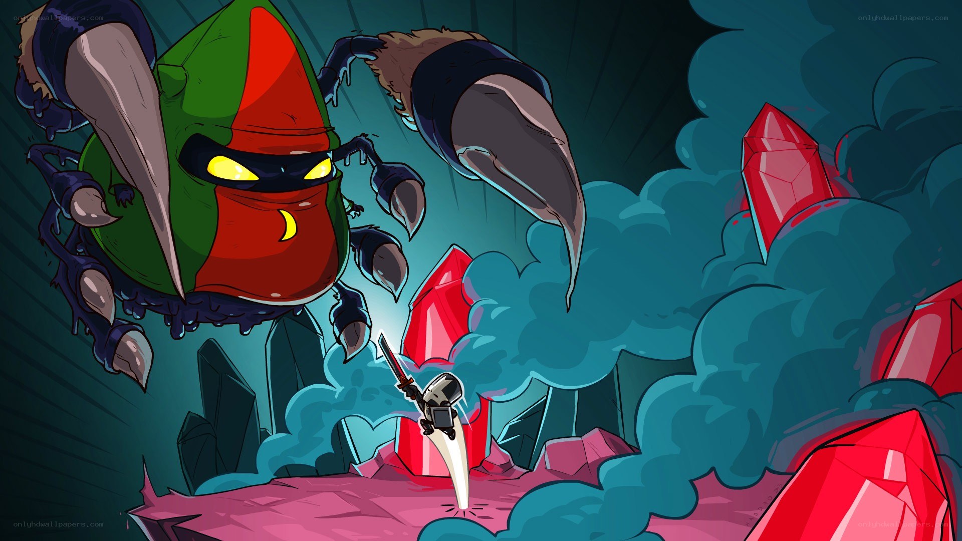 Knight vs giant insect