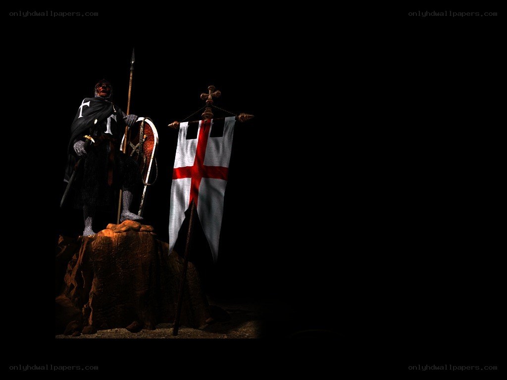Knight with banner on rock