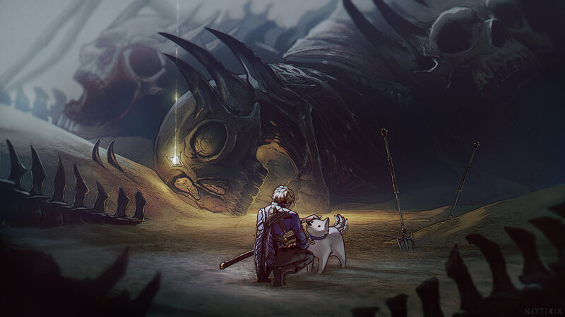 Knight with Dog in Cave