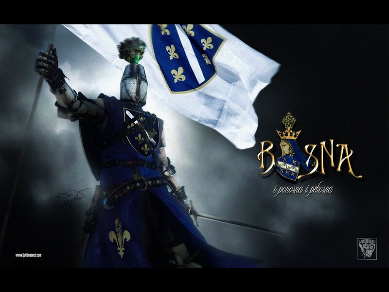 Knight with flag and armor