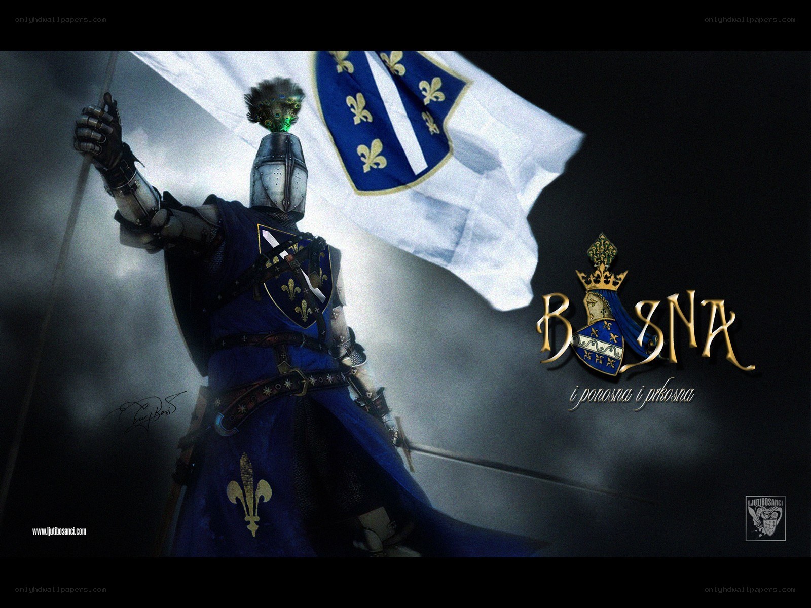 Knight with flag and armor