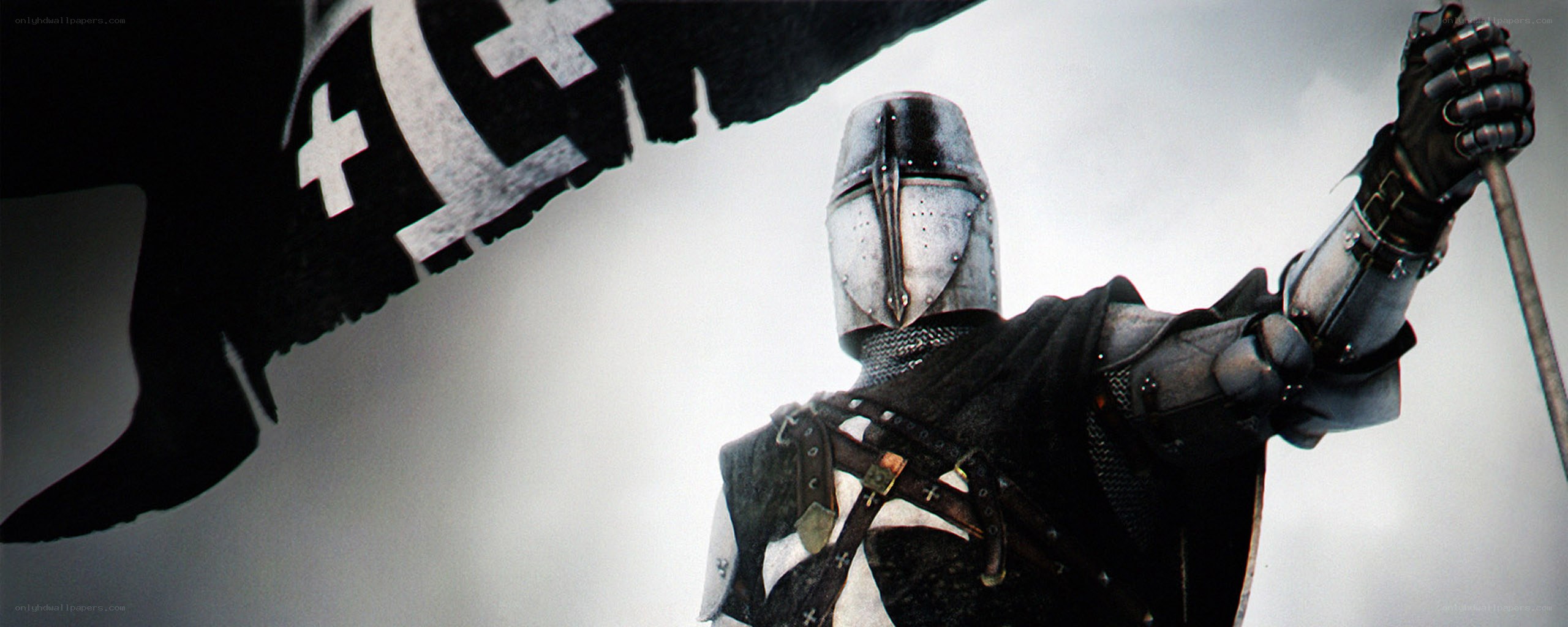 knight with flag and sword