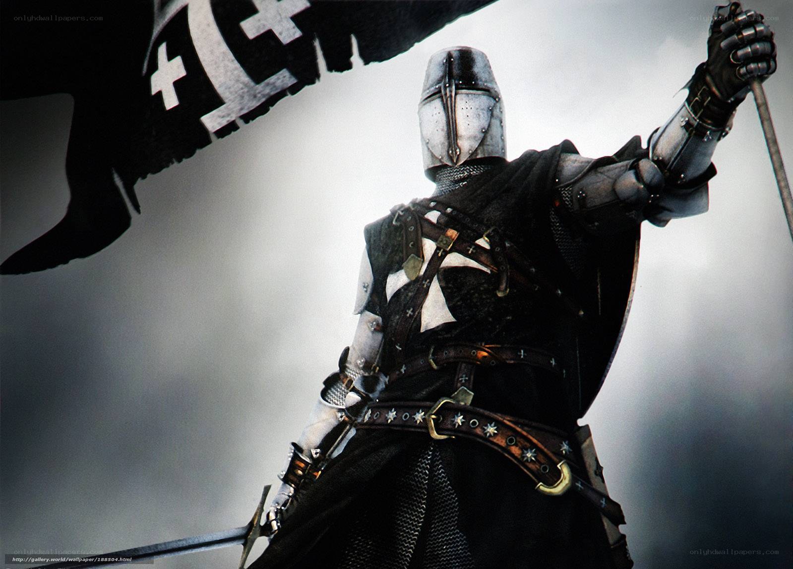 Knight with flag and sword